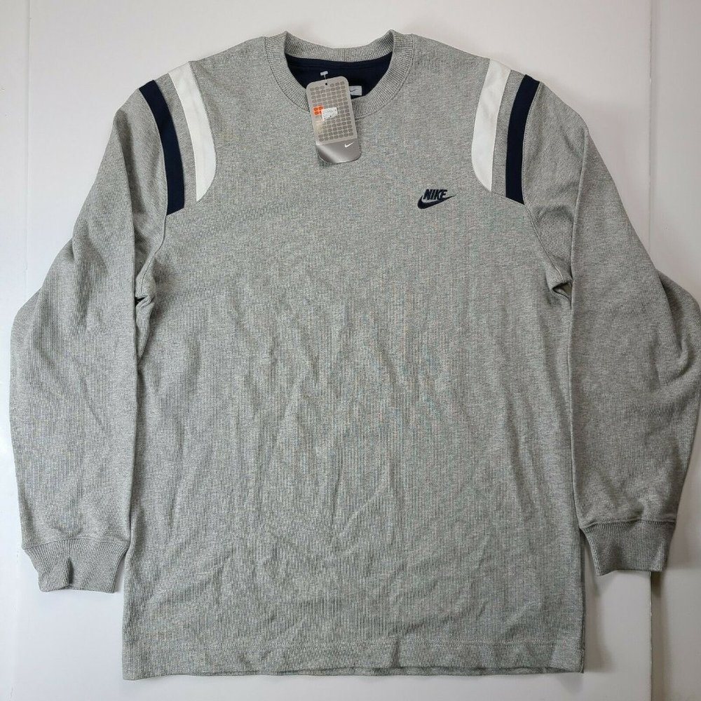 New Nike Silver Tag 2000s Y2K Gray Crewneck Sweatshirt Large NWT Stripe Swoosh